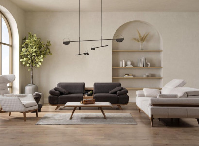 Zweifarbige Wohnzimmer Sofagarnitur Moderne 3+2 Sitzer Luxus Sessel