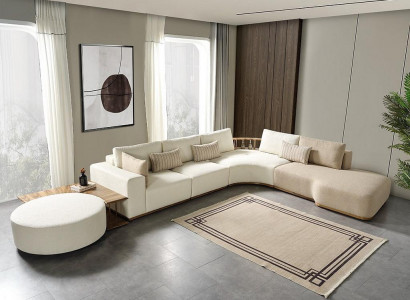 Weißes Ecksofa Moderne Wohnzimmer Möbel Designer Couch Textil Sofa 2TLG