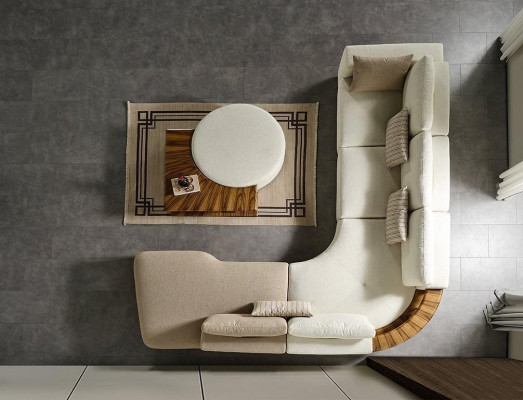 Weißes Ecksofa Moderne Wohnzimmer Möbel Designer Couch Textil Sofa 2TLG