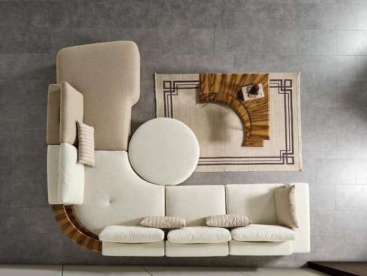 Weißes Ecksofa Moderne Wohnzimmer Möbel Designer Couch Textil Sofa 2TLG