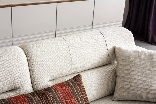 Weiße Exklusive Wohnzimmer Textil Garnitur 3-Sitzer Luxus Sessel 2tlg