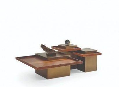 Moderner Brauner Couchtisch Set Wohnzimmer Holz Kaffeetisch Luxus set