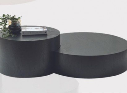 Modernes Schwarzes Couchtisch-Set Designer Rund Kaffeetisch Beistelltisch