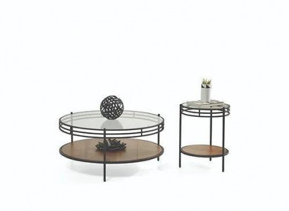 Modernes Couchtisch-Set Designer Rundtisch Glastisch Kaffeetisch 2tlg