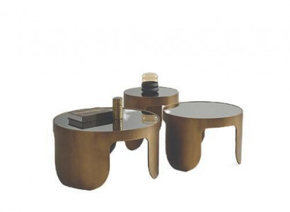 Luxuriöse Couchtisch Garnitur Designer 3x Kaffeetische Rundtisch Set