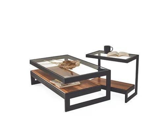 Exklusives Couchtisch-Set Beistelltisch Glastisch Wohnzimmer Kaffeetisch