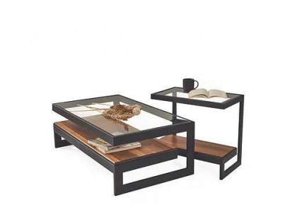 Exklusives Couchtisch-Set Beistelltisch Glastisch Wohnzimmer Kaffeetisch