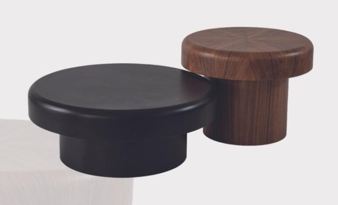 Designer Rundtisch Set Braun-Schwarzer Kaffeetisch Wohnzimmertisch Neu