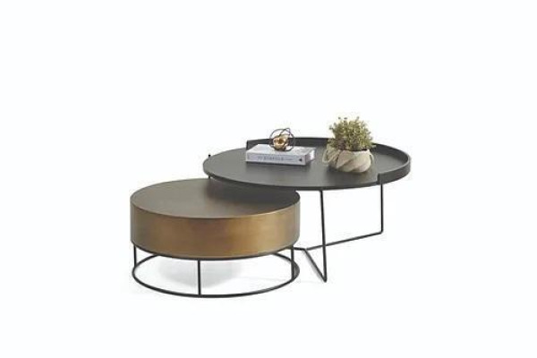 Designer 2x Couchtische Moderner Runder Beistelltisch Metalltisch Set