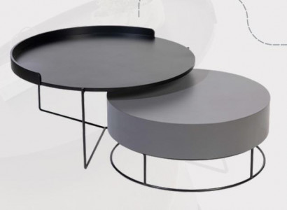 Runde Set 2x Couchtisch Grau Kaffeetisch Beistelltisch Wohnzimmer Tische