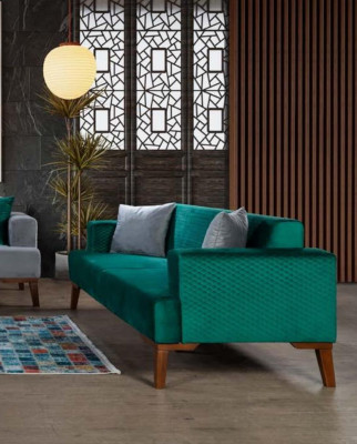 Elegante Turkis Couch Dreisitzer Sofa Wohnzimmer Sitzmöbel Samt