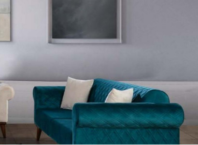 Turkis Dreisitzer Couch Elegante Sofa Wohnzimmer Sitzmöbel Samt