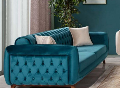 Design Couch 3 Sitzer Sofa Dreisitzer Polster Stoff Turkis Sitzpolster