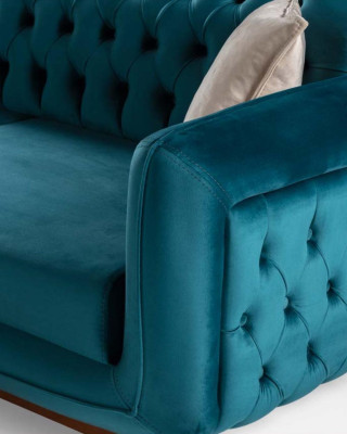 Design Couch 3 Sitzer Sofa Dreisitzer Polster Stoff Turkis Sitzpolster