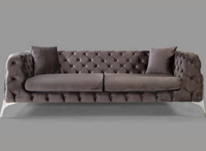 Chesterfield grau Sofa 3Sitzer Wohnzimmer Sofas Textil Polster