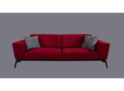 Moderner Sofa 3 Sitzer Textil Burgund Couch Polster Dreisitzer Rote