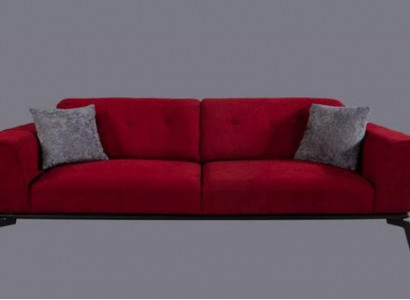 Moderner Sofa 3 Sitzer Textil Burgund Couch Polster Dreisitzer Rote