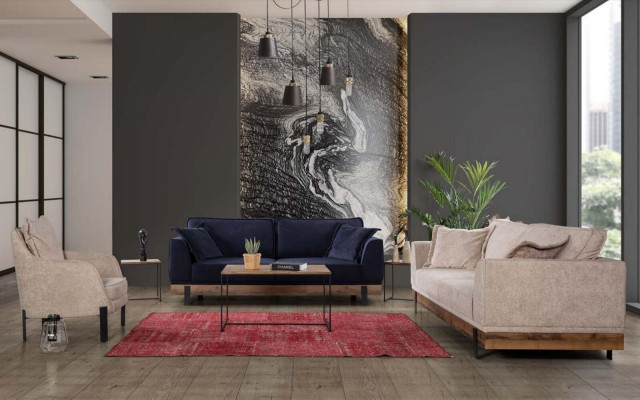 Design Dreisitzer Couch Polster Sofa Moderne Sofas Zimmer Schwarz