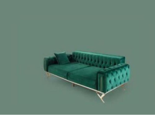 Grüne Chesterfield Couch Dreisitzer Sitzpolster Sofa Möbel Samt Holz