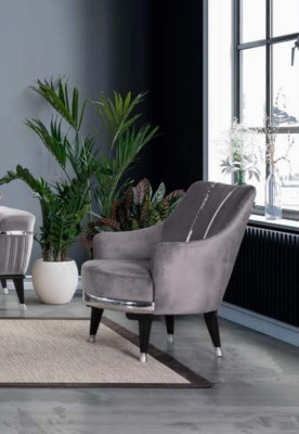 Sessel Einsitzer Sofas Wohnzimmer Textil Stoff Möbel Farbe Grau