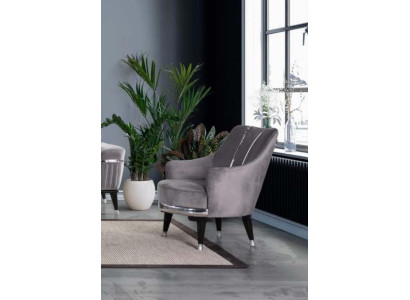 Sessel Einsitzer Sofas Wohnzimmer Textil Stoff Möbel Farbe Grau
