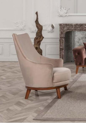 Sessel Polster Möbel Wohnzimmer Einsitzer Relax Textil Lounge Lehnstuhl Beige