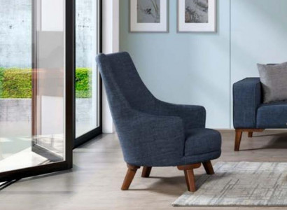 Luxus Polster Textil Lehnstuhl Einsitzer Sessel Polster Möbel blau