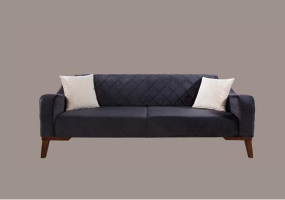 Elegante Schwarz Dreisitzer Couch Sofa Wohnzimmer Sitzmöbel Samt