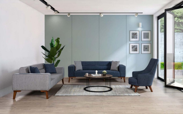 Polster Sitz Couch 3 Sitz Graue Sofa Sofas Couchen Textil Stoff Dreisitzer Stoff