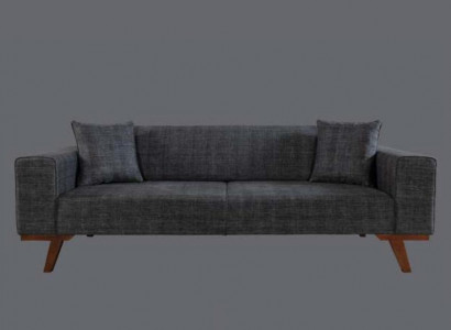 Schwarz Sofa 3 Sitzer Textil Couch Dreisitzer Polster Möbel