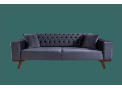 Design Sofa Dreisitzer Moderne Couch grau Möbel Polster Holz