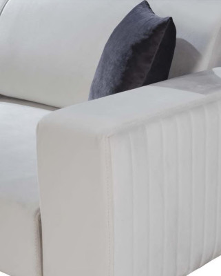 Modern Polster Couch Dreisitzer Sofa Möbel Weiß Samt Textil