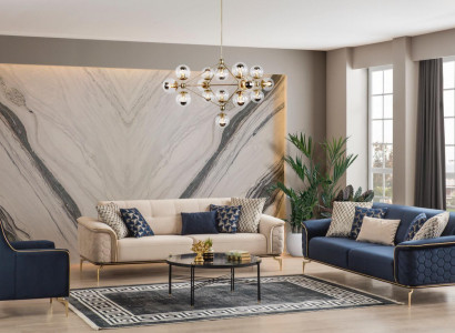 Sofagarnitur Garnitur Sofas Sofa Sessel Dreisitzer 3+3+1 Sitzer Stoff Gruppe Neuu