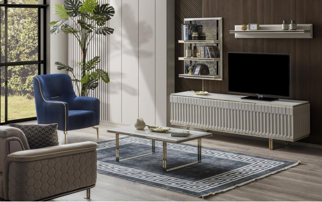 Luxus Fernseh Wand Wohnzimmer rtv Lowboard tv Ständer Sideboard Regal Wohnwand