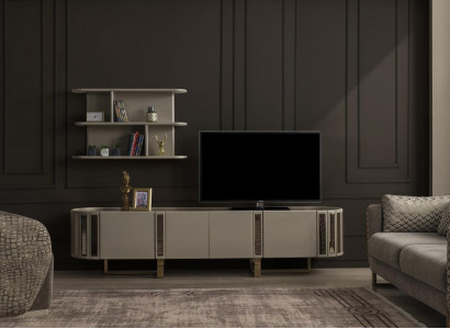 Ovaler Fernseh Ständer rtv Lowboard tv Sideboard Kommode Wohnzimmer Holz Möbel