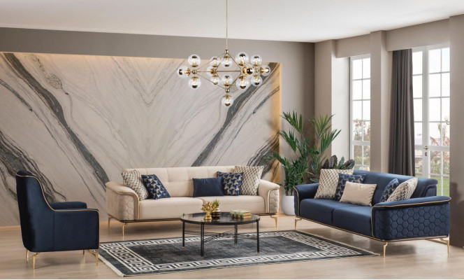 Dreisitzer Sofa 3 Sitzer Luxus Sofas Wohnzimmer Möbel Einrichtung Stoff Design