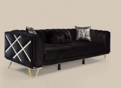Luxus Sofa 3Sitz Couchen Dreisitzer Textil Möbel Schwarze Samt