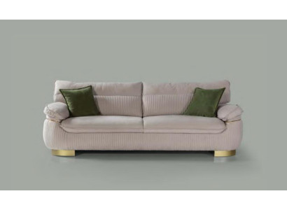 Dreisitzer Sofa 3 Sitz Sofa Couchen Stoff Couch Möbel Modern Samt Weich Beige