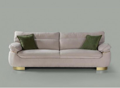 Dreisitzer Sofa 3 Sitz Sofa Couchen Stoff Couch Möbel Modern Samt Weich Beige