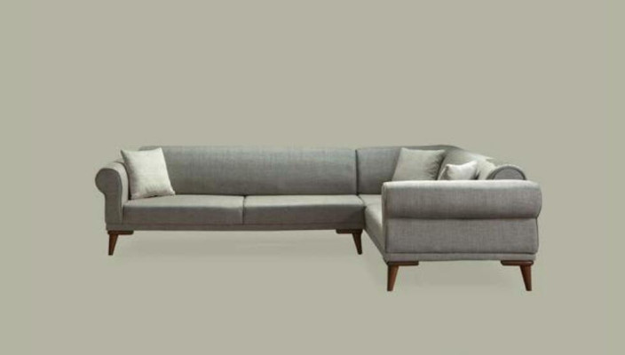 Ecksofa L-Form Couch Polsterung Luxus Wohnzimmer Soft Style Sofa Grau