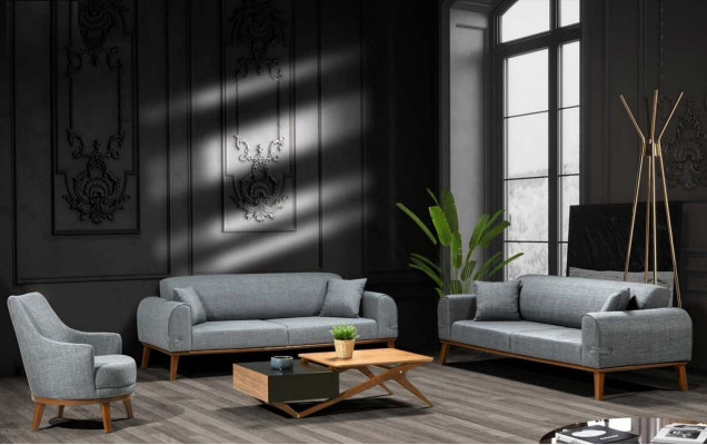 Sofagarnitur 3+3+1 Sitzer Design Sofa Polster Couch Modern Samt