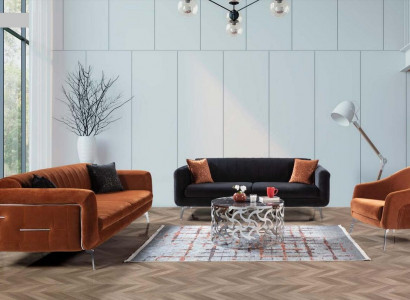 Sofagarnitur 3+3+1 Sitzer Sofas Sessel Luxus Stoff Wohnzimmer Design