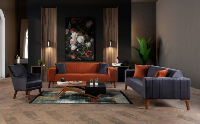 Sofagarnitur Sofa Garnitur Sofas 3+3+1 Sitz Stoff 3tlg Couch Set Polster Textil