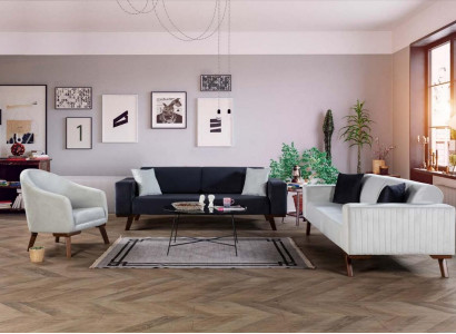 Luxus Sofagarnitur Dreisitzer 3+3+1 Sitz Stoff Sofa Sessel Textil Stil