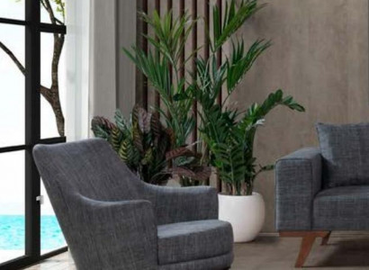 Design Wohnzimmer Sessel Einsitzer Moderner Grauer Polster Möbel