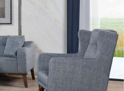 Luxus Sessel Einsitzer Lehnstuhl Wohnzimmer Holz Grauer Möbel