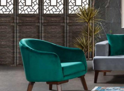 Sessel Luxus Polster Möbel Wohnzimmer Einsitzer Sessel Textil neu grüne Farbe