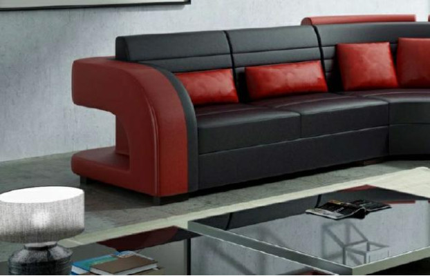 Leder Sofa mit USB Polster Ecksofa Wohnlandschaft Polsterecke Sofa Bergamo Couch