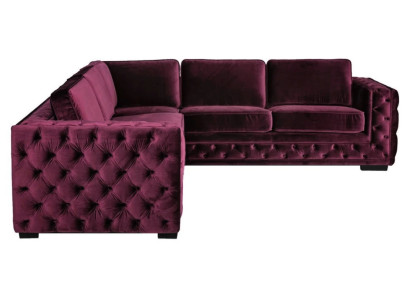 Burgund Ecksofa Chesterfield Samt Stoff Möbel Neu Wohnzimmer Modern Design Sofa