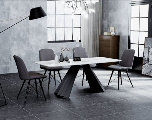 Design Esszimmer Gruppe Tisch + 4 Stühle Sitz Polster Garnitur Tische Lehn Stuhl